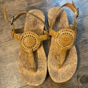 UGG T-Strap Tan Sandals, size 6.5